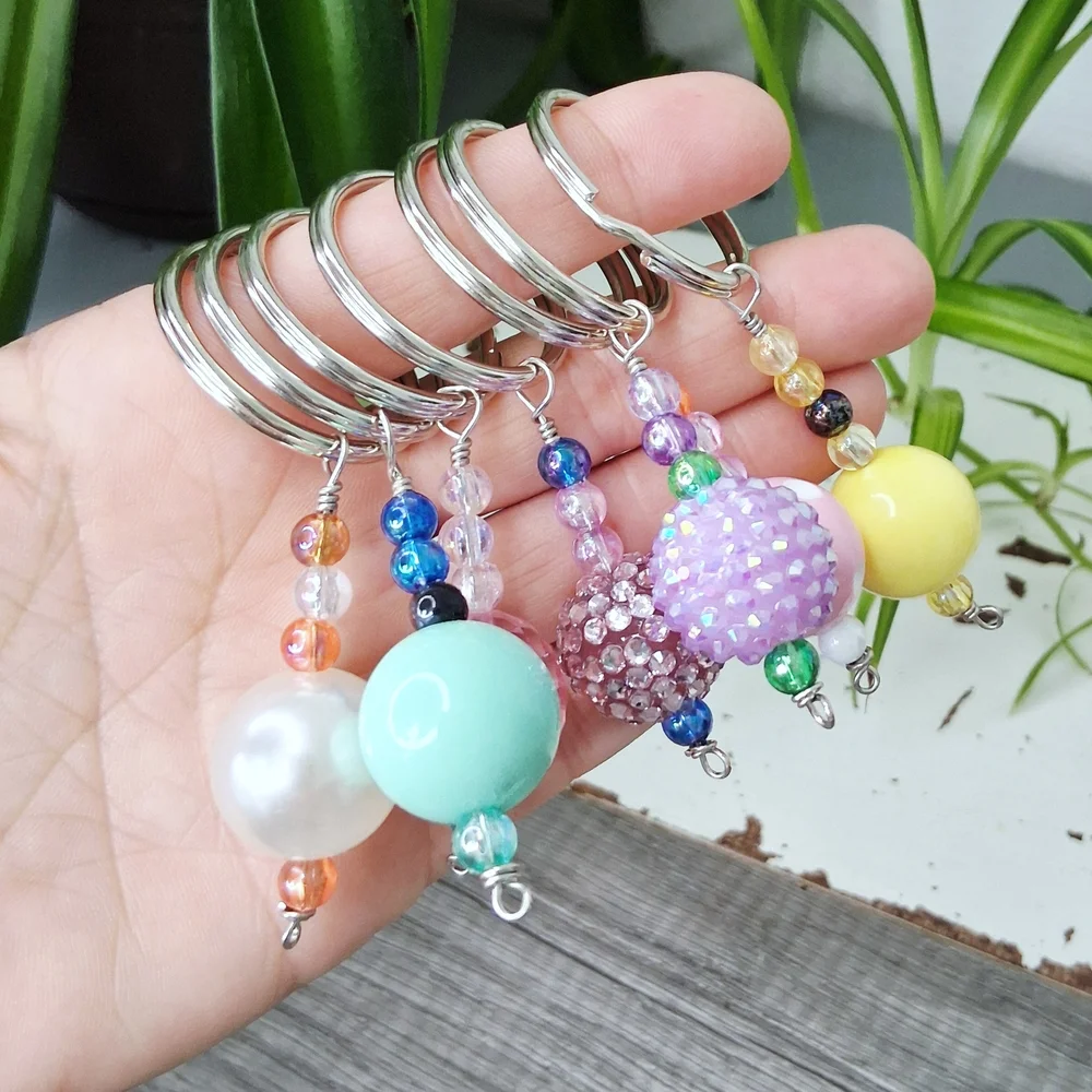Wholesale Vibrant Beaded Keychain Collection, 12 Piece